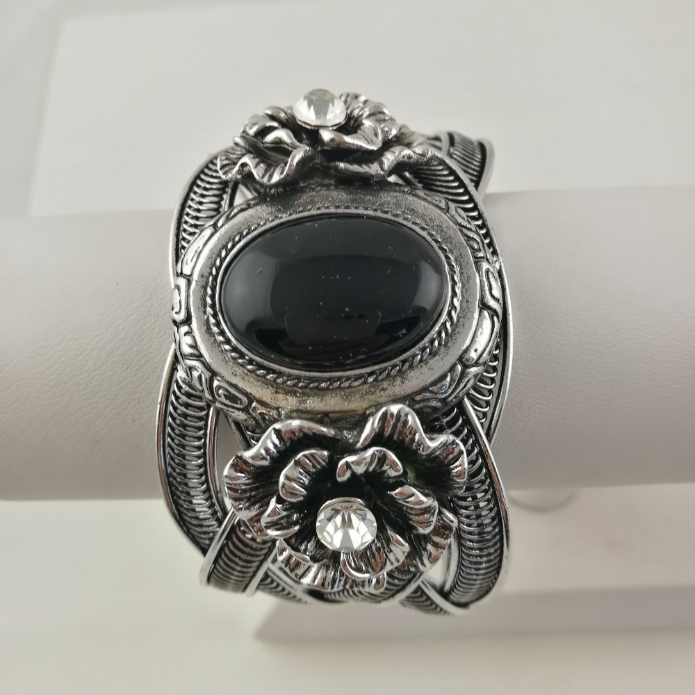 Black and Rose Silver Cuff -J050